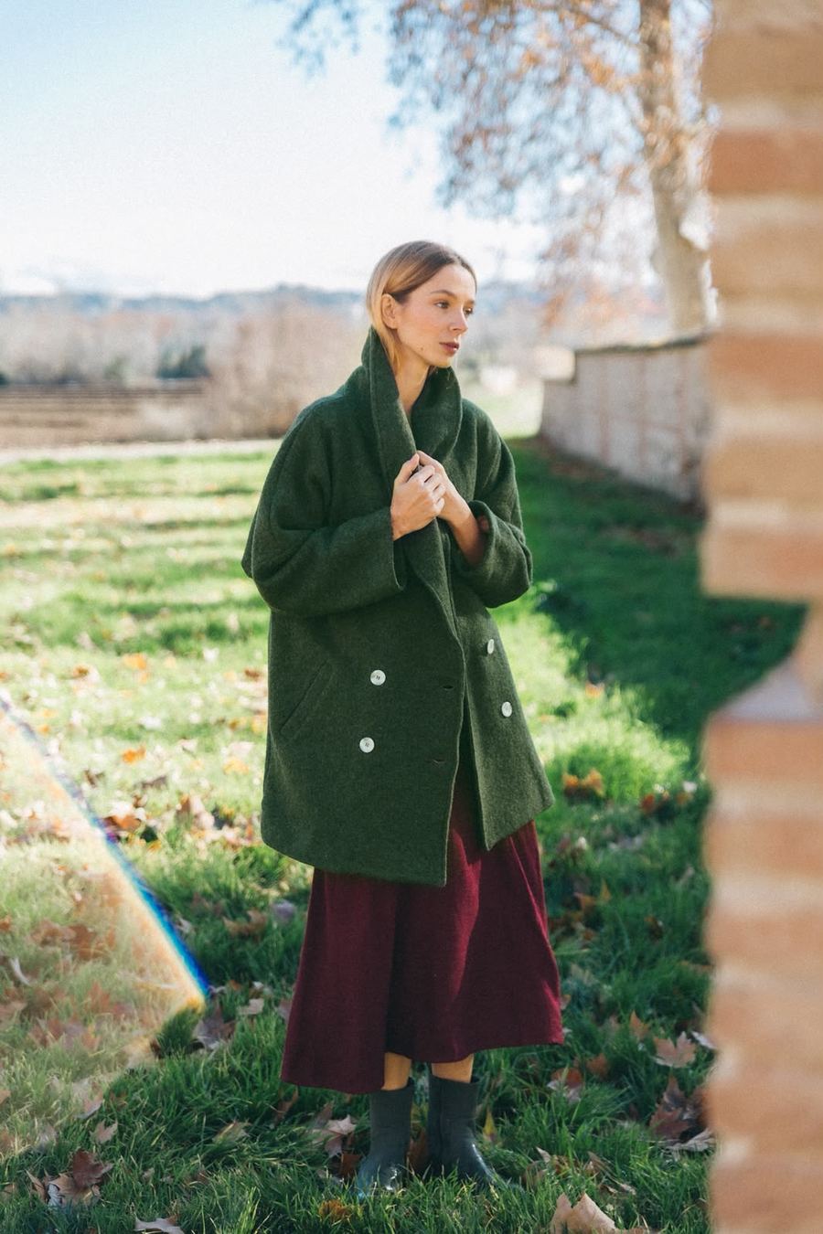 Abrigo de Lana Verde Oversize 1