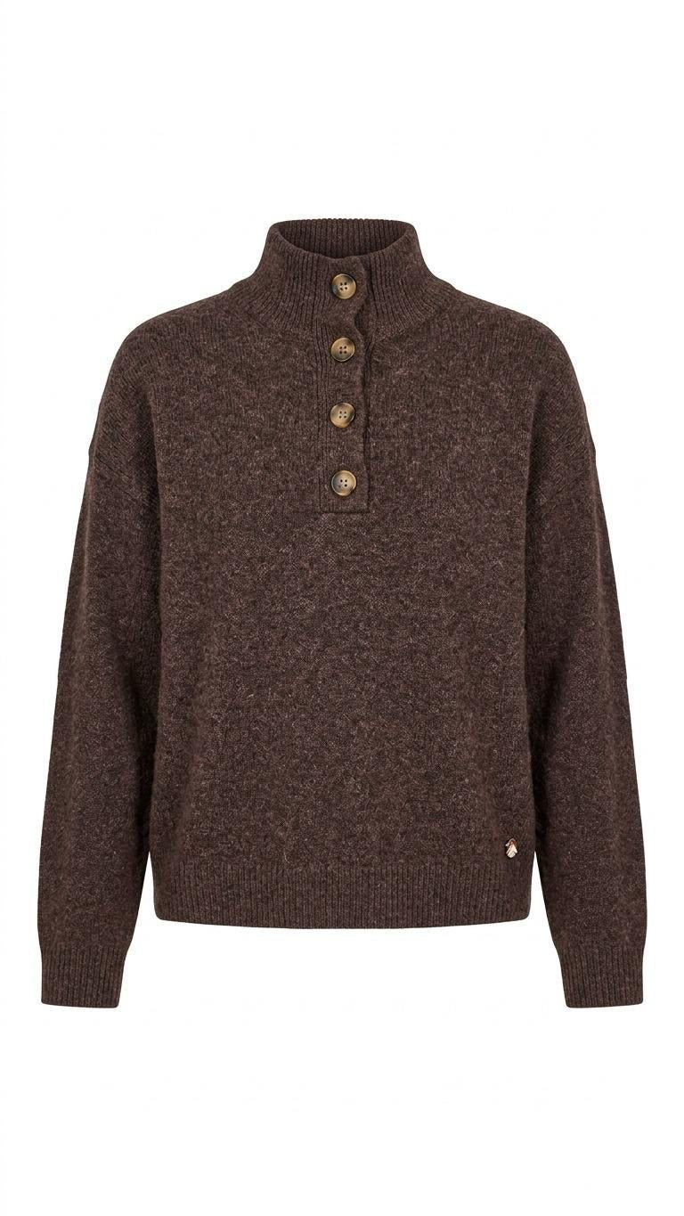 Jersey botones marrón jaspeado