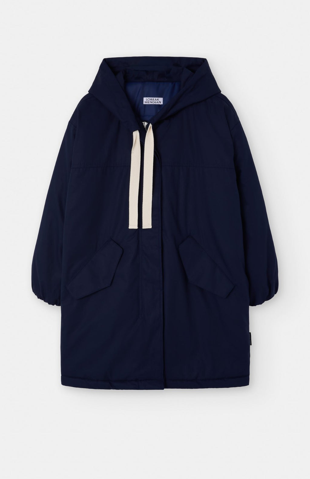 Parka acolchada con capucha en azul marino