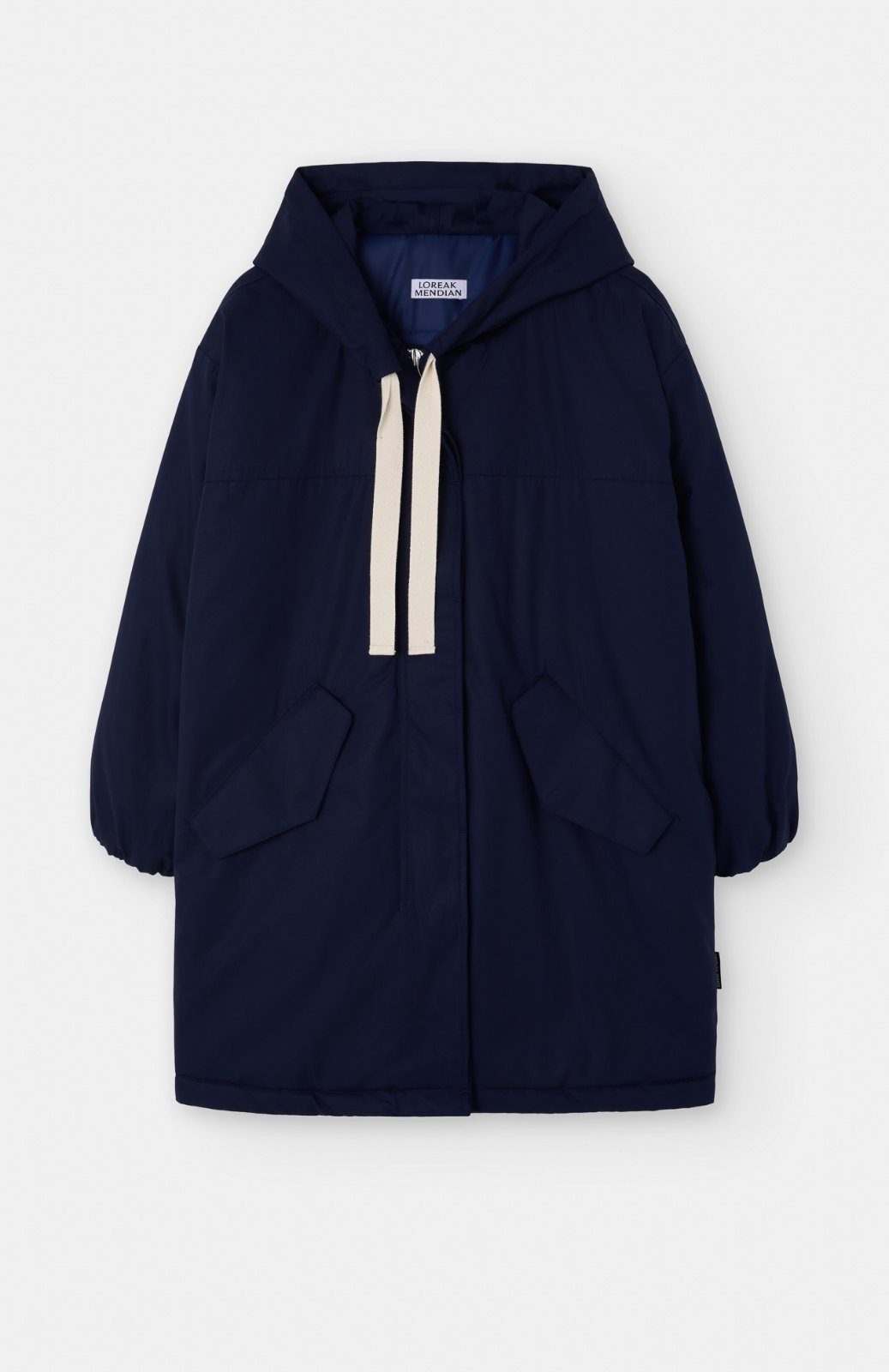 Parka acolchada con capucha en azul marino