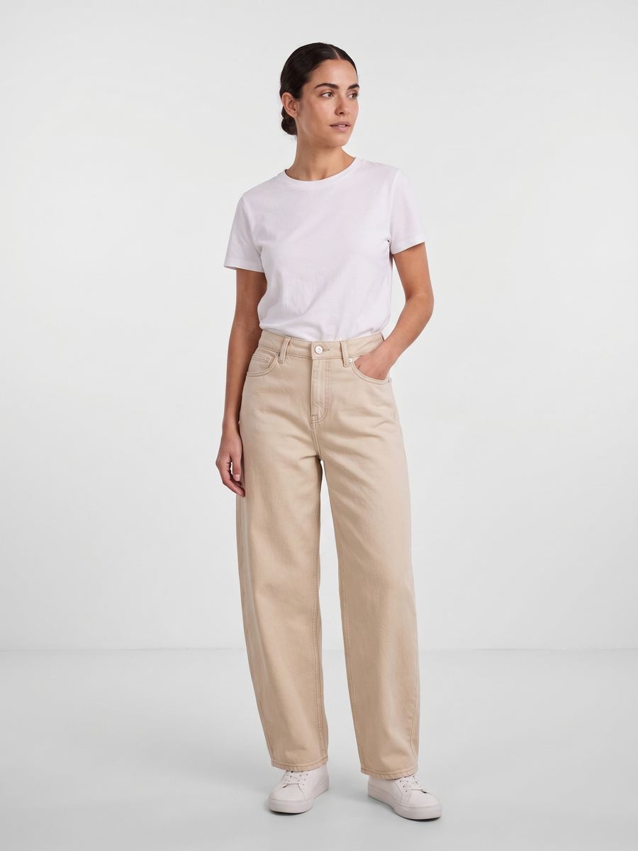 Pieces - Vaquero Barrel Fit Beige 1