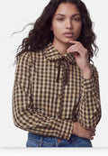 Pieces - Camisa de Cuadros con Cuello Volante 1