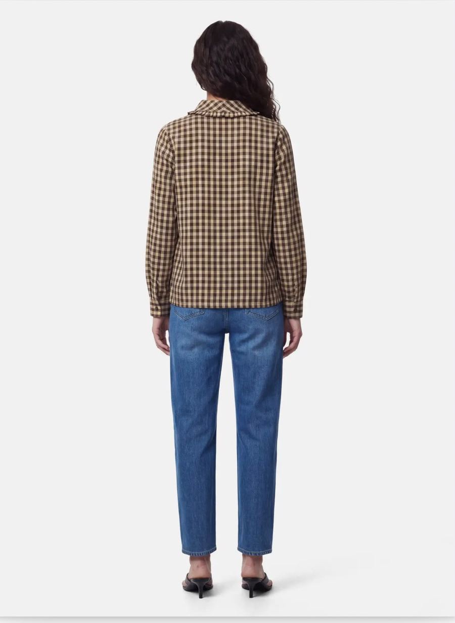 Pieces - Camisa de Cuadros con Cuello Volante 2